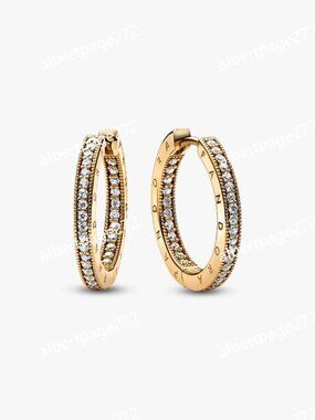 Pandora Signature Logo & Pavé Hoop Earrings